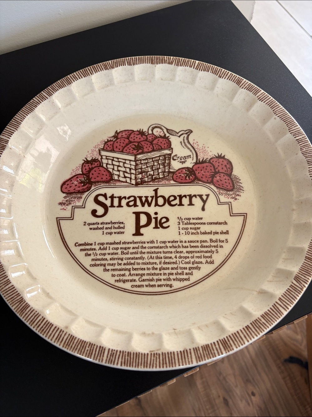 Strawberry Pie Ceramic Serving Plate - Cream and Pink Accent